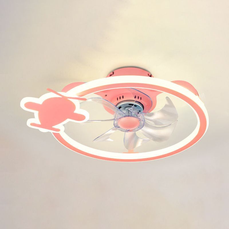 Kids LED Ceiling Fan Lamp Airplane Metal Fan Lighting for Bedroom