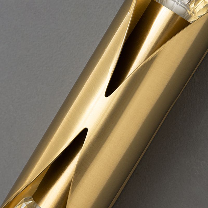 Solid Brass Wall Light Post Modern Tube Shape Wall Mounted Sconce with 2 Lights