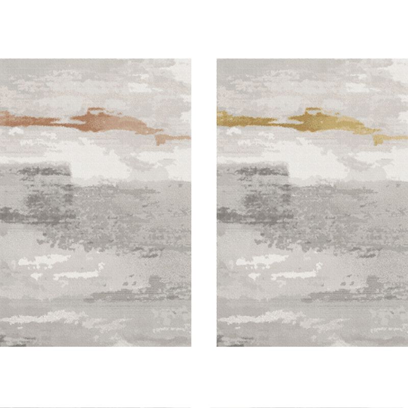 Grey Tie-Dye Print Carpet Modern Polyester Area Rug Stain Resistant Rug for Living Room