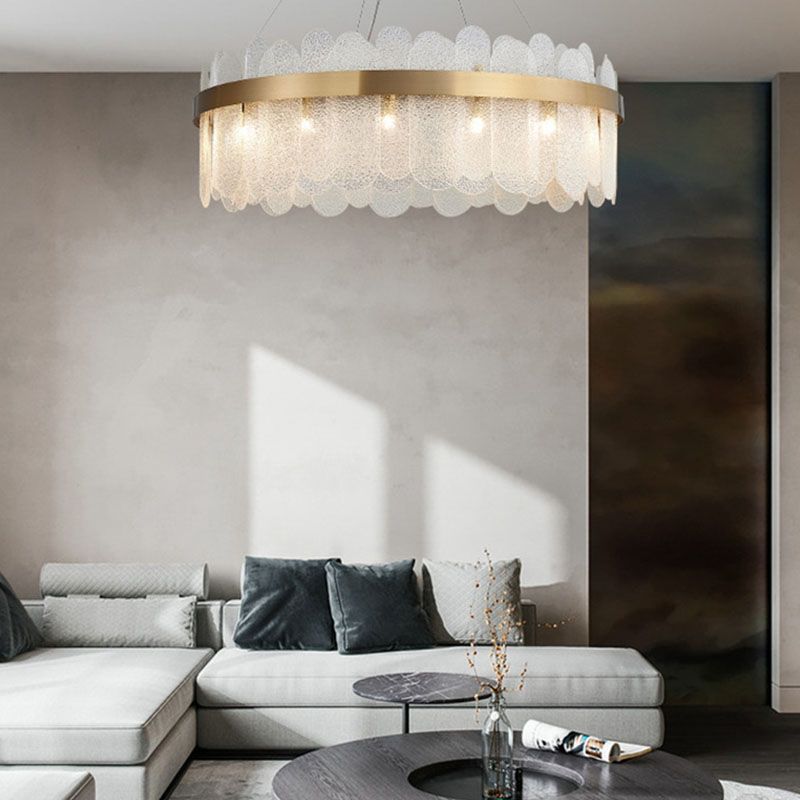 Drum Chandelier Light Fixture Vintage Glass Pendant Lighting for Restaurant
