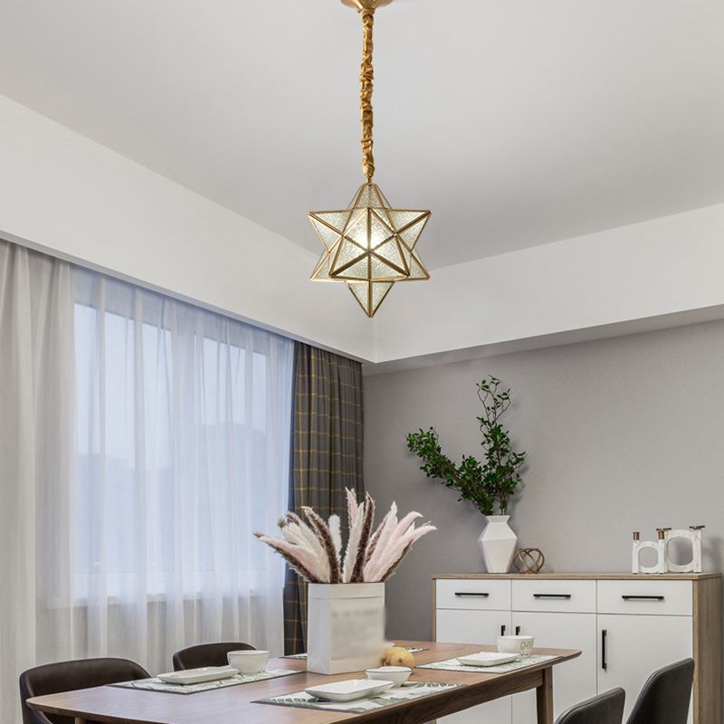 Luz de semi descarga de vidrio de ondulación en forma de estrella de 1 luces de comedor de 1 luces montura de techo de techo en oro