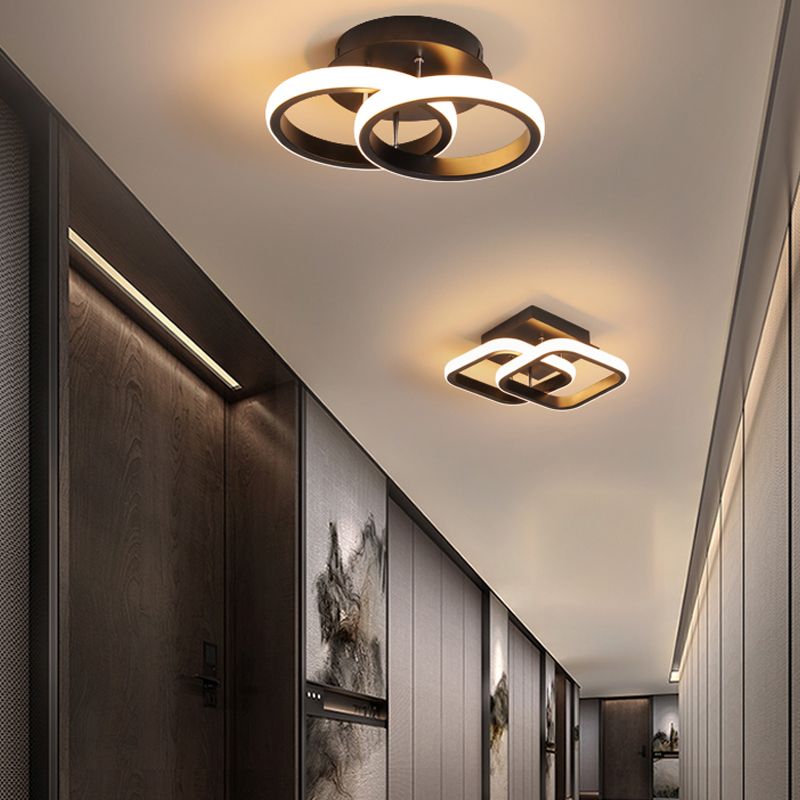 Plafonnier LED rond noir, luminaire de plafond Simple et affleurant pour le salon