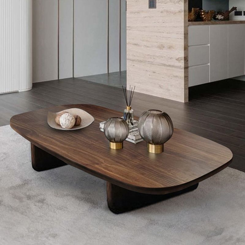 17"H Contemporary Coffee Table Black Solid Wood Coffee Cocktail Table