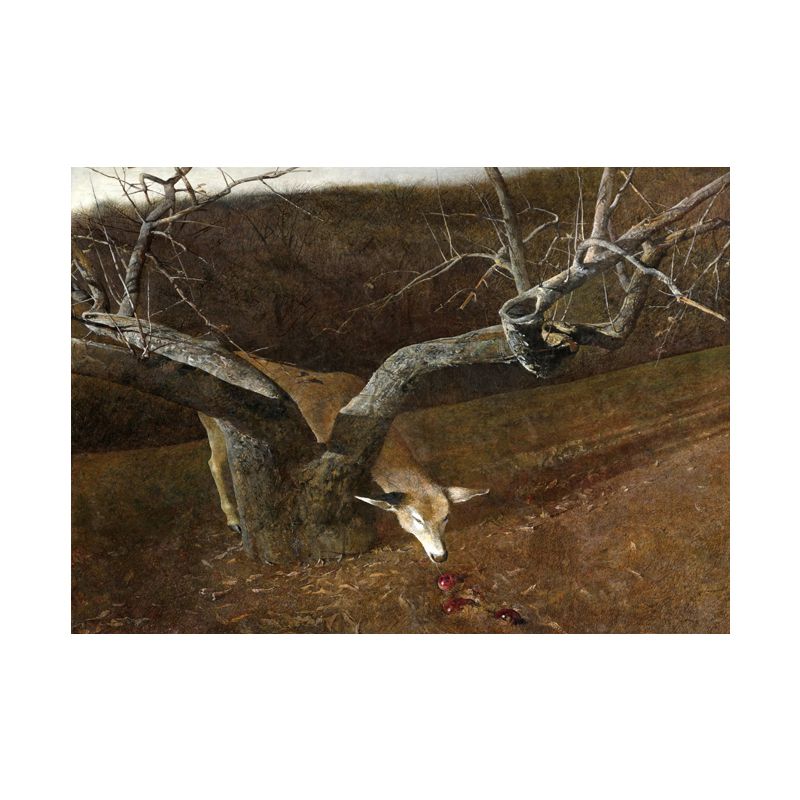 Rural Winter Landscape Painting Canvas Textured Dark Color Wall Art for Home