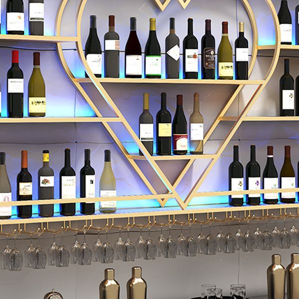 Modern Iron Wine Bottle & Glass Rack Wall Mounted Wine Rack Round