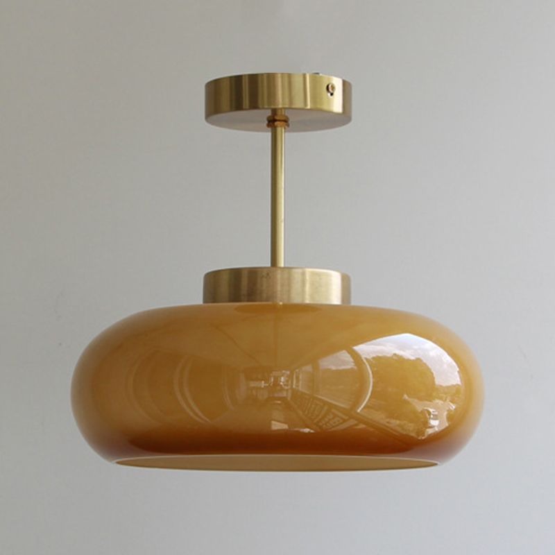Modern Ceiling Light Orange Ceiling Mount Light with Glass Shade for Bedroom