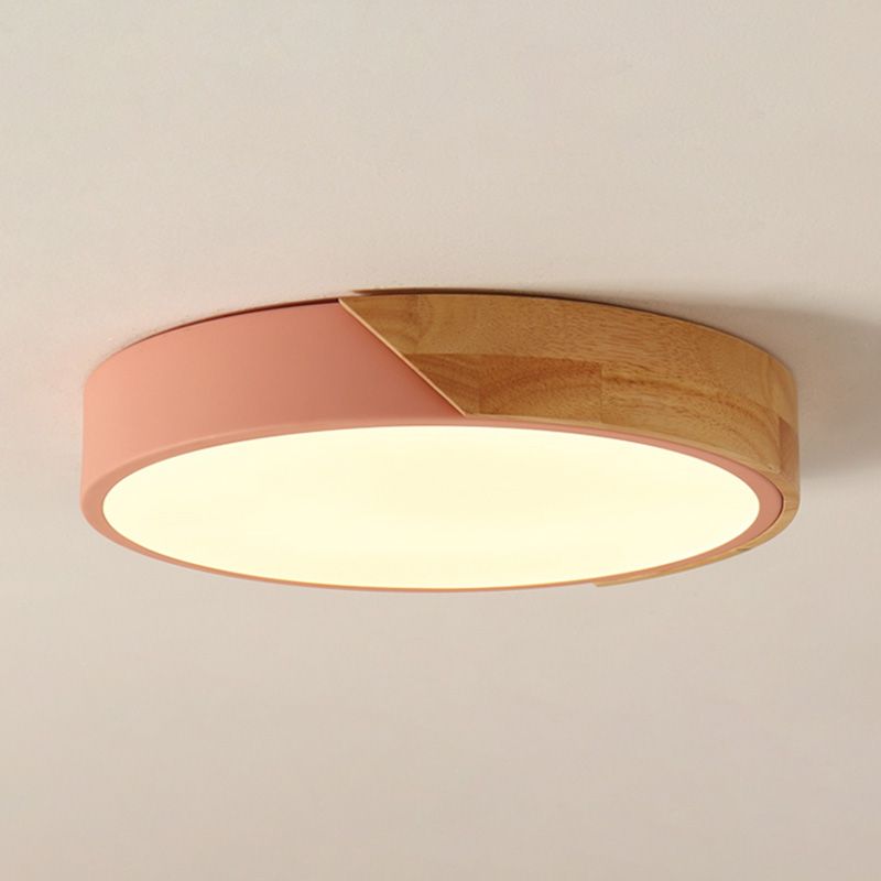 Plafonnier LED de forme ronde de Style macaron Simple et moderne en fer 1 lumière pour le balcon du salon