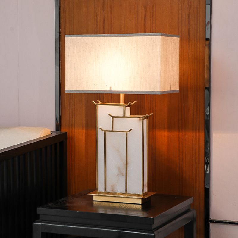 Postmodern Gold Table Lamp 1-Light Rectangular Table Light for Bedroom