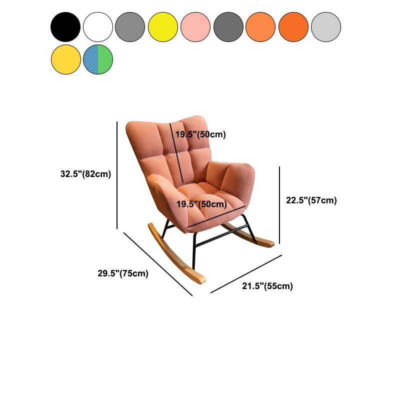 Contemporary Rocker Chair Color Block Tufted Cushions Fabric Living Room Rocker Chair
