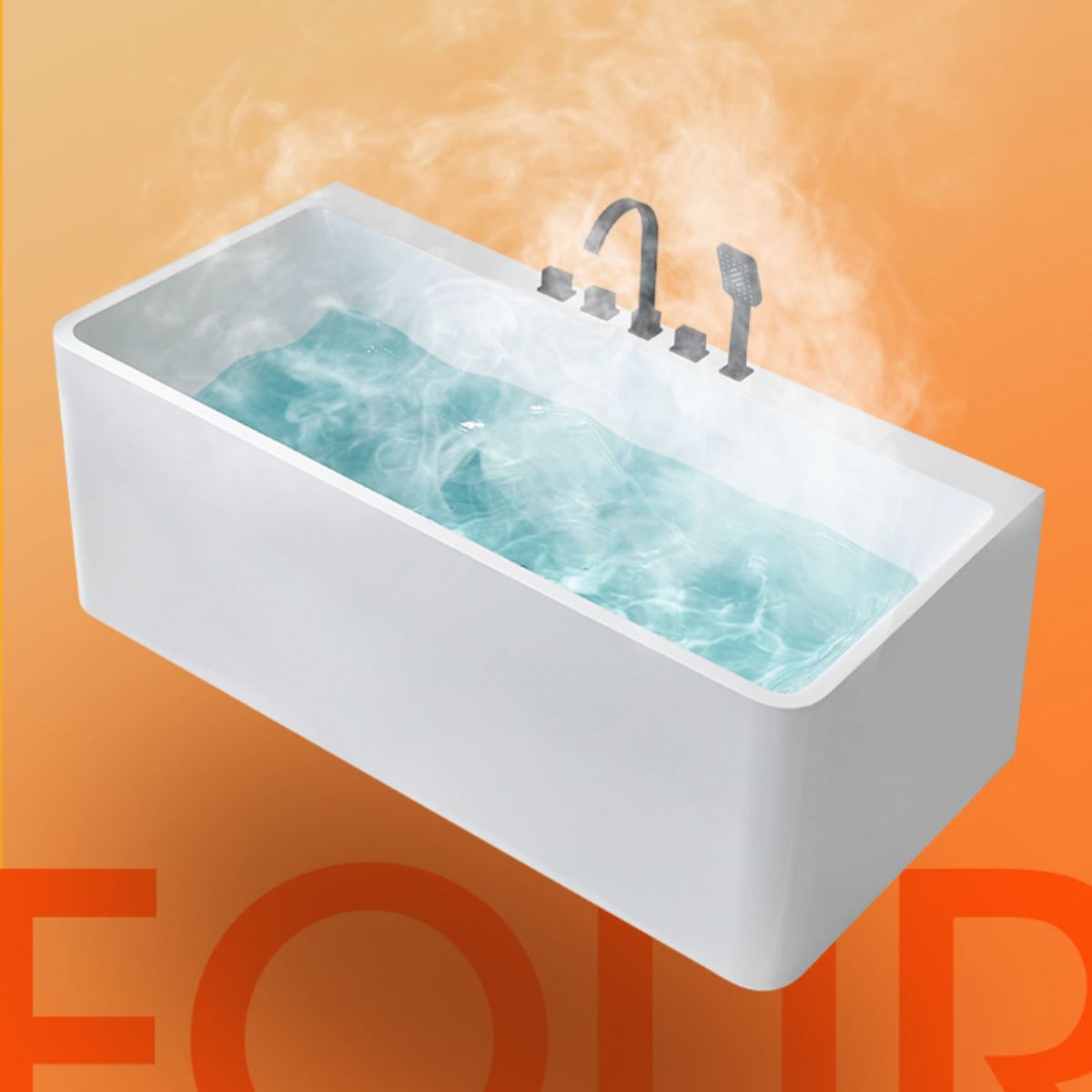 Modern Acrylic Rectangle Bathtub White Back to Wall with Drain Bath Tub