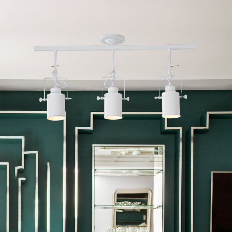 Sala de comedor de cilindros semi-descarga de estilo industrial ligero metálico 1/2/3-cabeza negra/blanca de pista giratoria