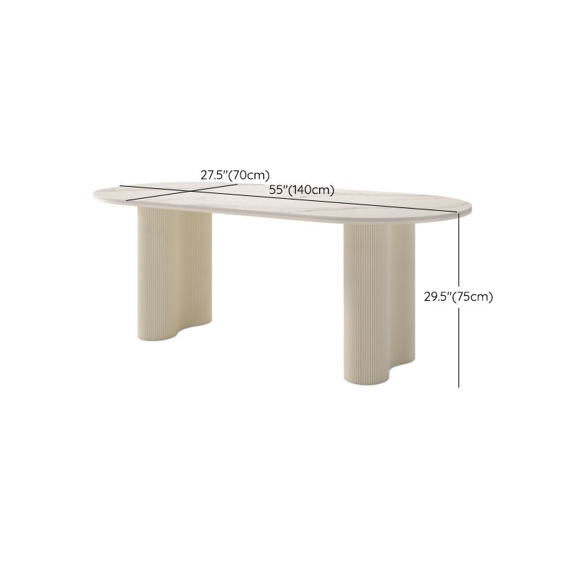 1/2/5/7 Pieces White Oval Sintered Stone Top Dining Set for Home