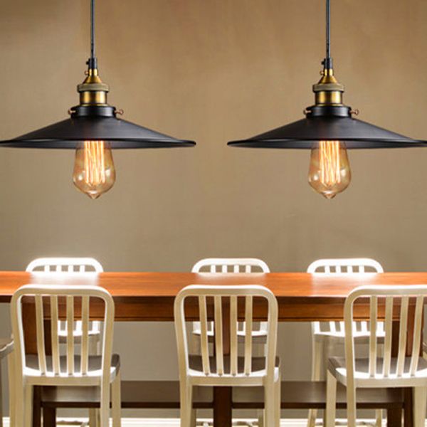 Metal Industrial Pendant Light 1-Light Cone Hanging Ceiling Light for Bar