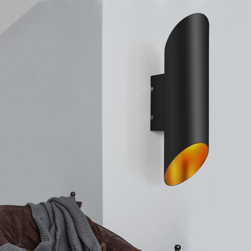 Minimal Oblique Tube Wall Lamp Aluminum 2 Lights Corridor Wall Light Fixture in Black