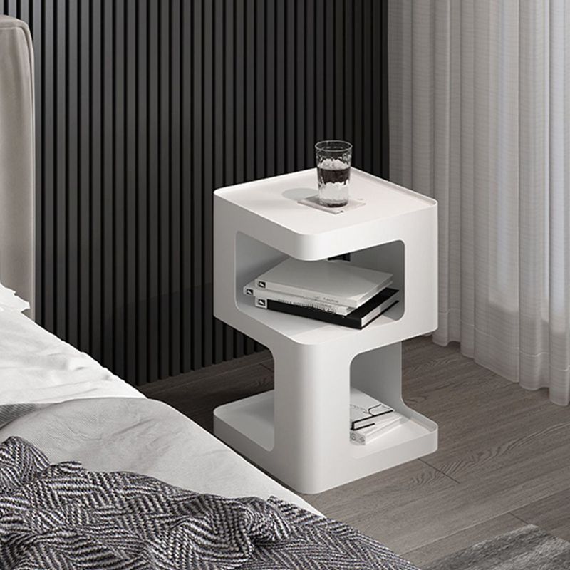 Metal Square End Table Modern 15.7" W Side Table with 2 - Shelf