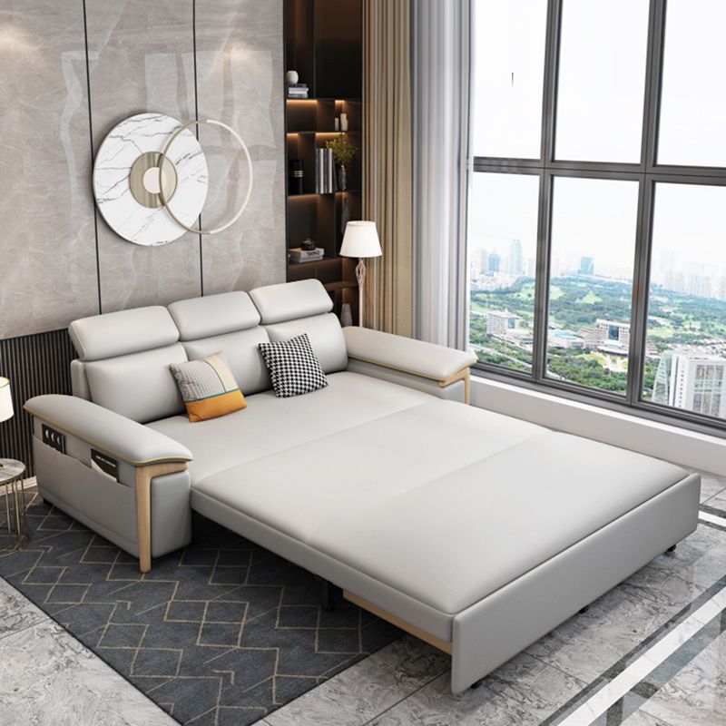 Faux Leather Stain Resistant Contemporary Bed Settee in Gray