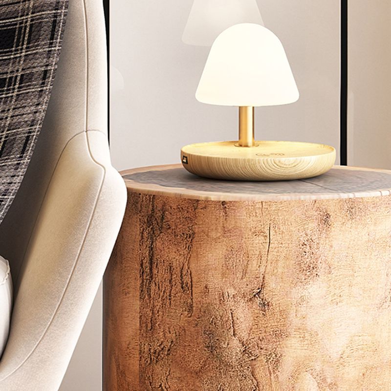 Lámparas de mesa nocturna de champiñones Modernas luces de 1 luces de noche con sombra de vidrio blanco para dormitorio