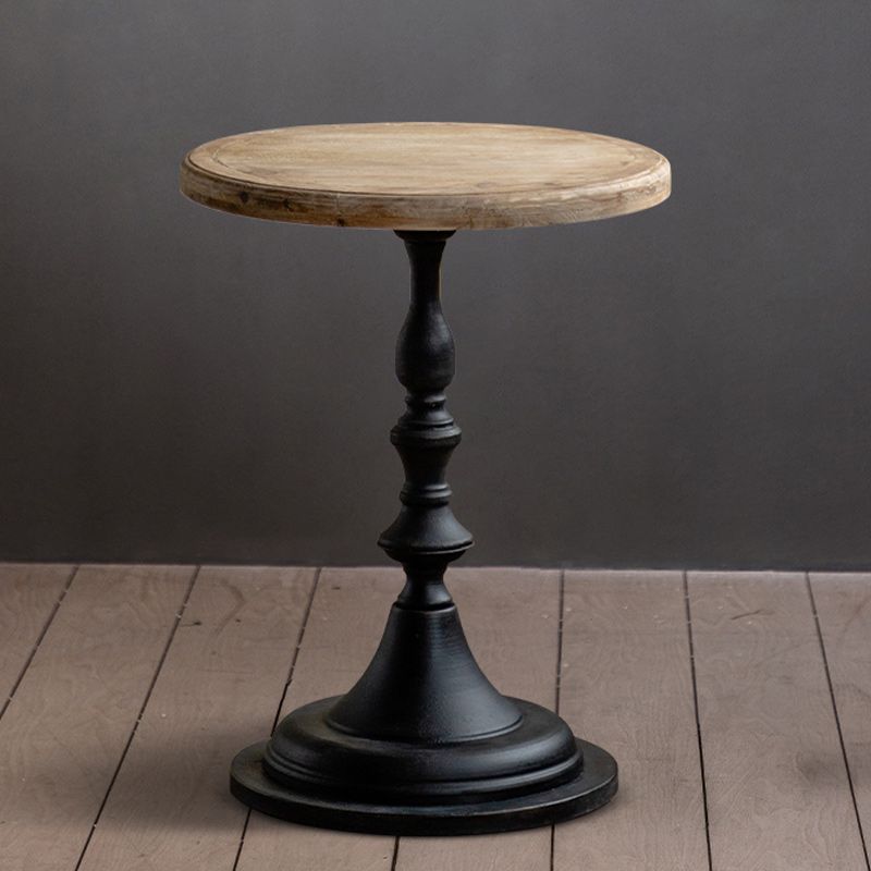 French Country Distressed Cocktail Table Wooden Pedestal Coffee Table for Living Room