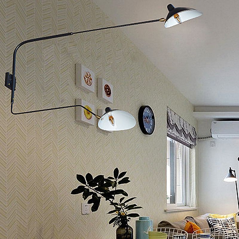 Nordic Style Metal Wall Light Long Arm Black Wall Sconce for Living Room