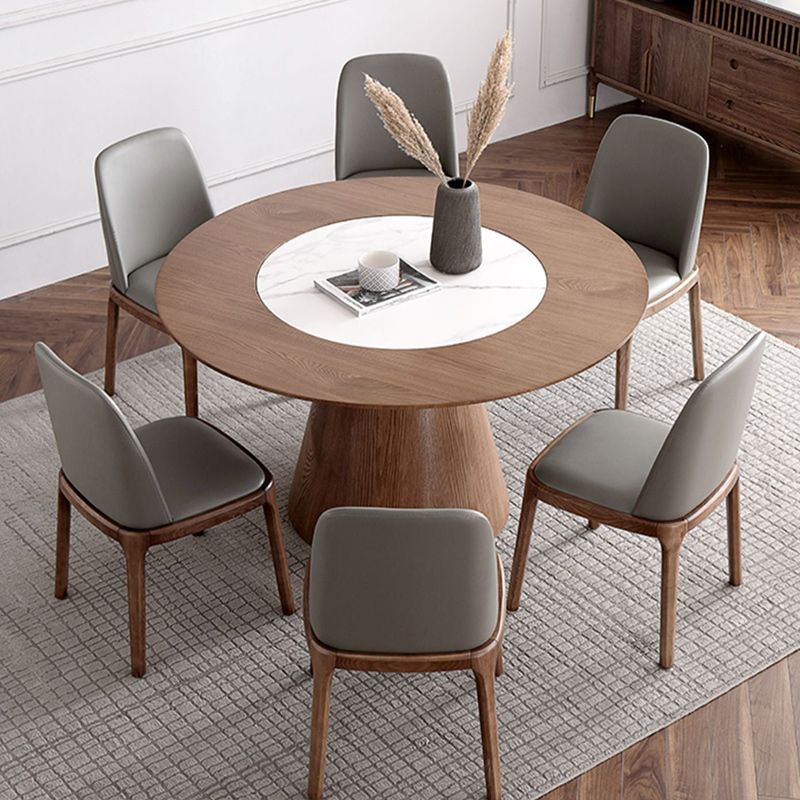 Round Dining Table Set 1/4/5/7 Pcs Solid Wood Dining Table and Chairs