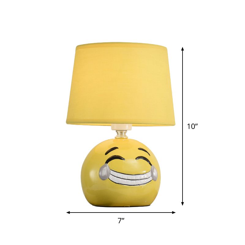 Cartoon 1 Head Desk Lamp with Porcelain White/Yellow Smile/Star/Plant Reading Book Light for Study Room