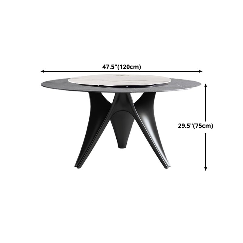 Round Stone Table Modern Style Dining Site Table With Tripod Base