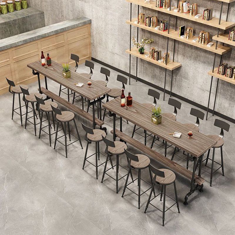 Industrial Solid Wood Bar Table Rectangle Dining Table for Kitchen