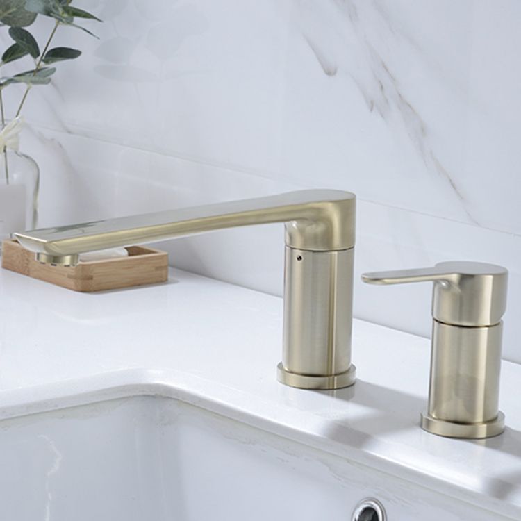 Contemporary Bathroom Faucet Deck Mounted Copper Two Handle Swivel Roman Tub Faucet Set