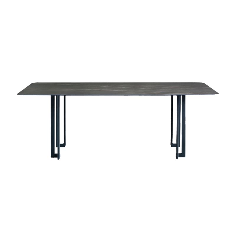 Modern Dining Table Set 1/4/5/9 Pcs Black Sintered Stone Dining Table with Armless Chairs