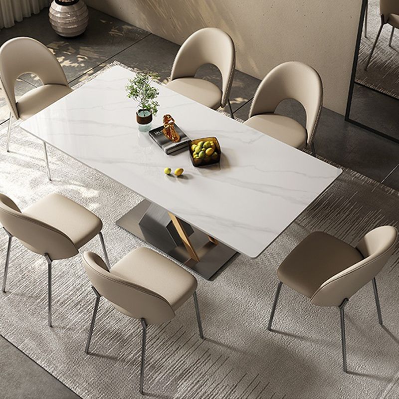 Contemporary Kitchen Dining Chairs Faux Leather Side Chairs with Metal Legs