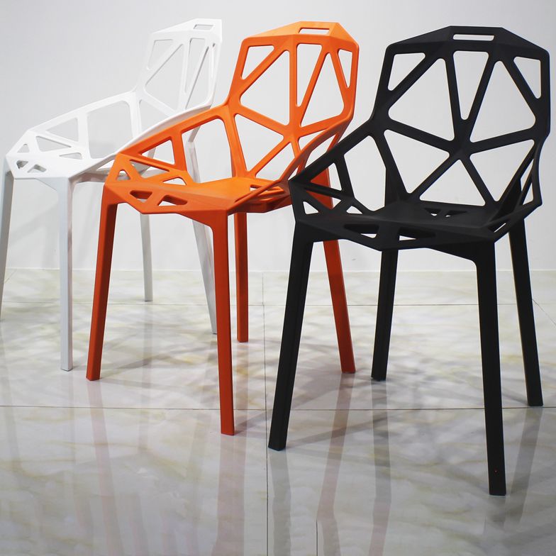 Silla de comedor de estilo moderno, silla auxiliar de plástico con brazo de comedor para cocina (juego de 4)