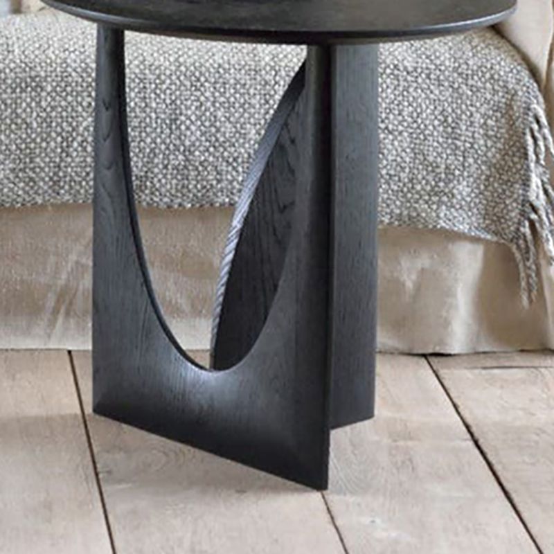 Contemporary Solid Wood Side Table Pedestal Round Living Room Table