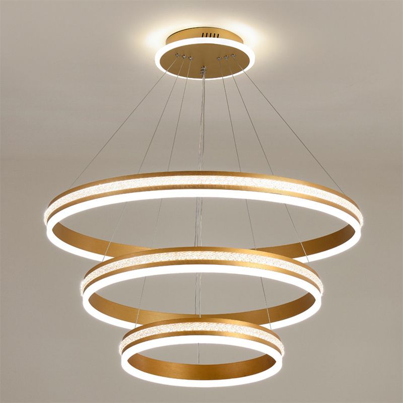 Minimalistische stijlniveaus Kroonluchter verlichting Acryl -salon LED Ring Suspensie Licht armatuur
