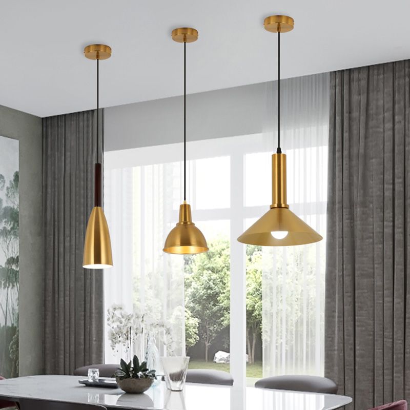 Metal Cord Hung Hanging Pendant Light Minimalist-Style Down Lighting Pendant in Gold