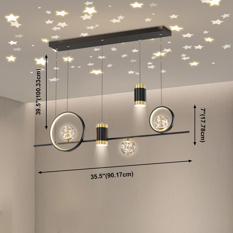 Contemporary Pendant Lights Geometric Metal Island Lighting in Black