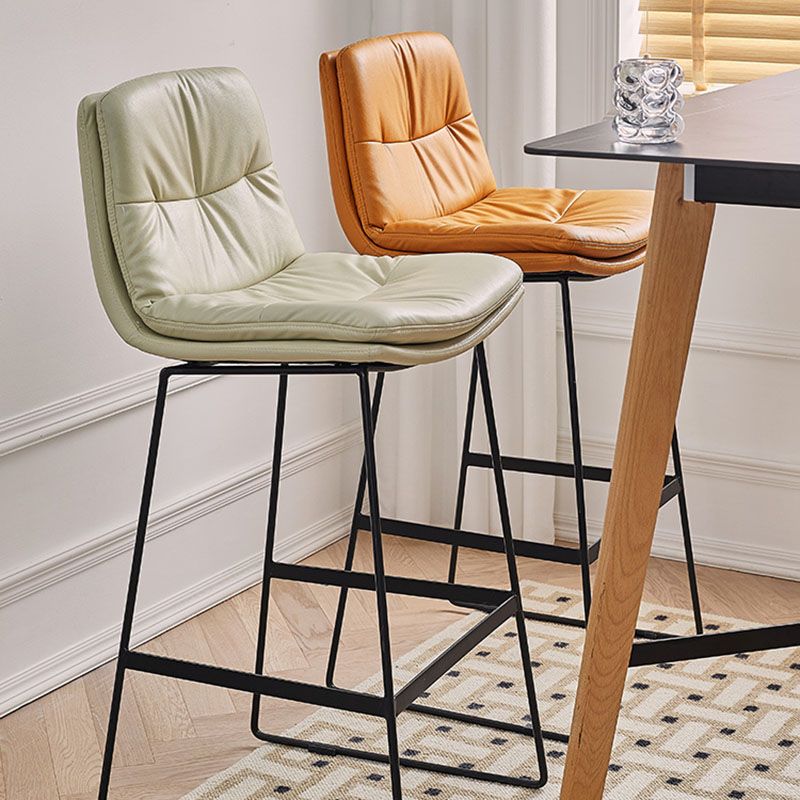 Scandinavian Matte Finish Upholstered Barstool Footrest Coffee Shop Stool