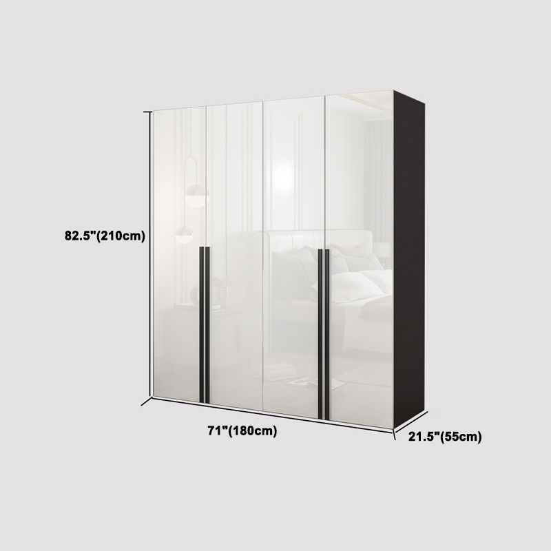Mirrored Finish Wardrobe Armoire Modern Style Engineered Wood Wardrobe