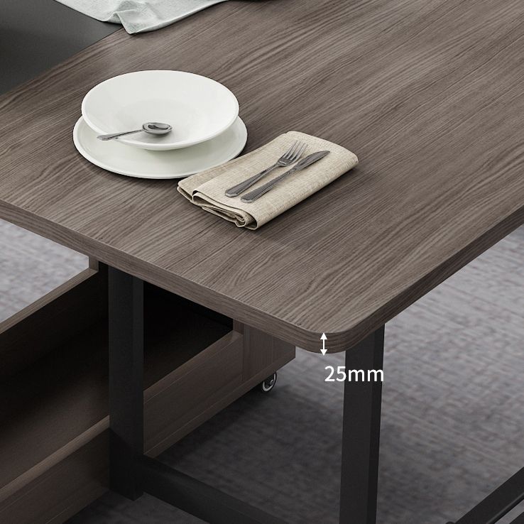 Foldable Rectangle Wooden Table Medieval Modern Table with Storage Trestle Base