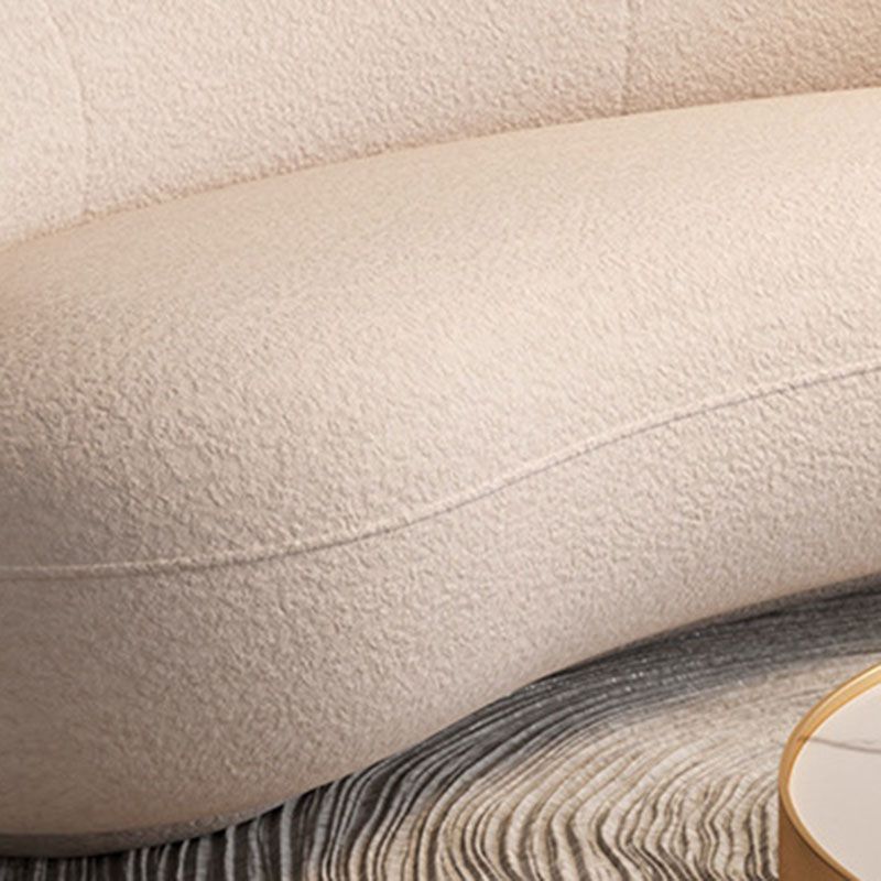 Contemporary Velvet/Wool Curved Sofa Tight Back Sofa in Gray/White