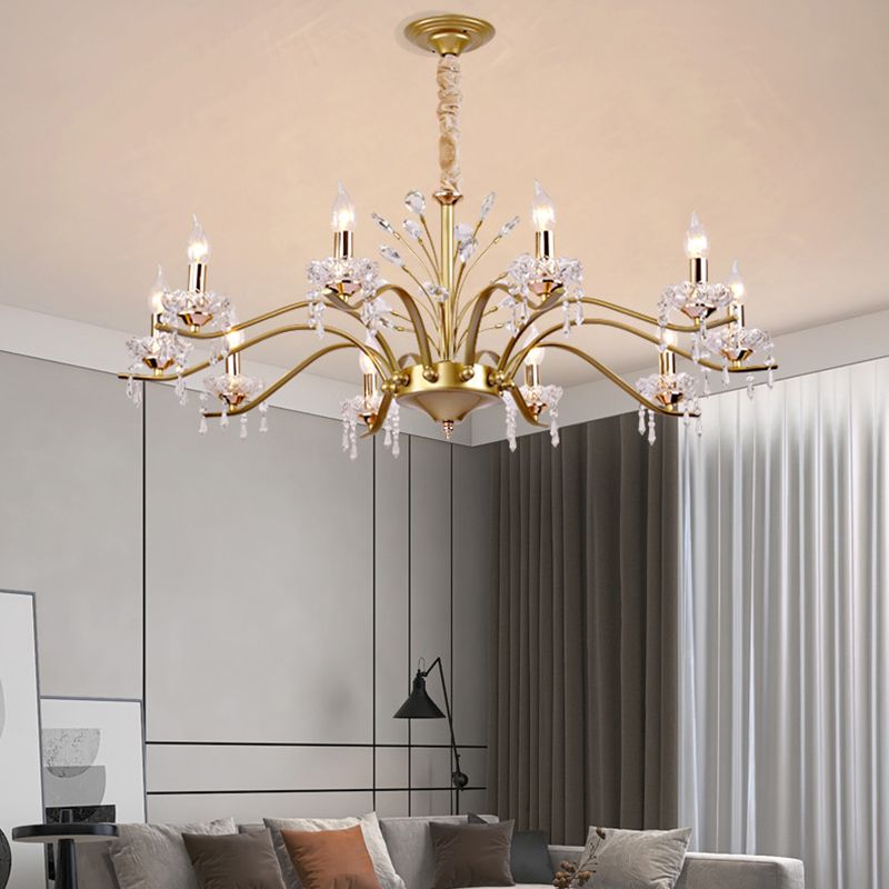Traditional Unique Chandelier Lights Crystal Pendant Light Fixtures in Gold