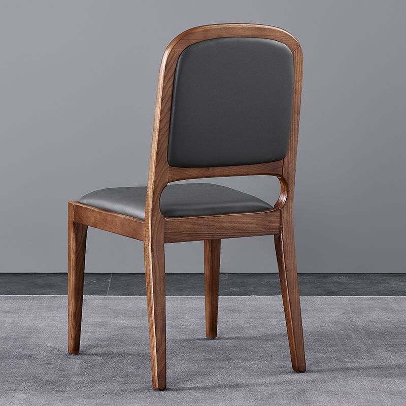 Contemporary Dining Chair Solid Wood Legs Side Chair in Walnut