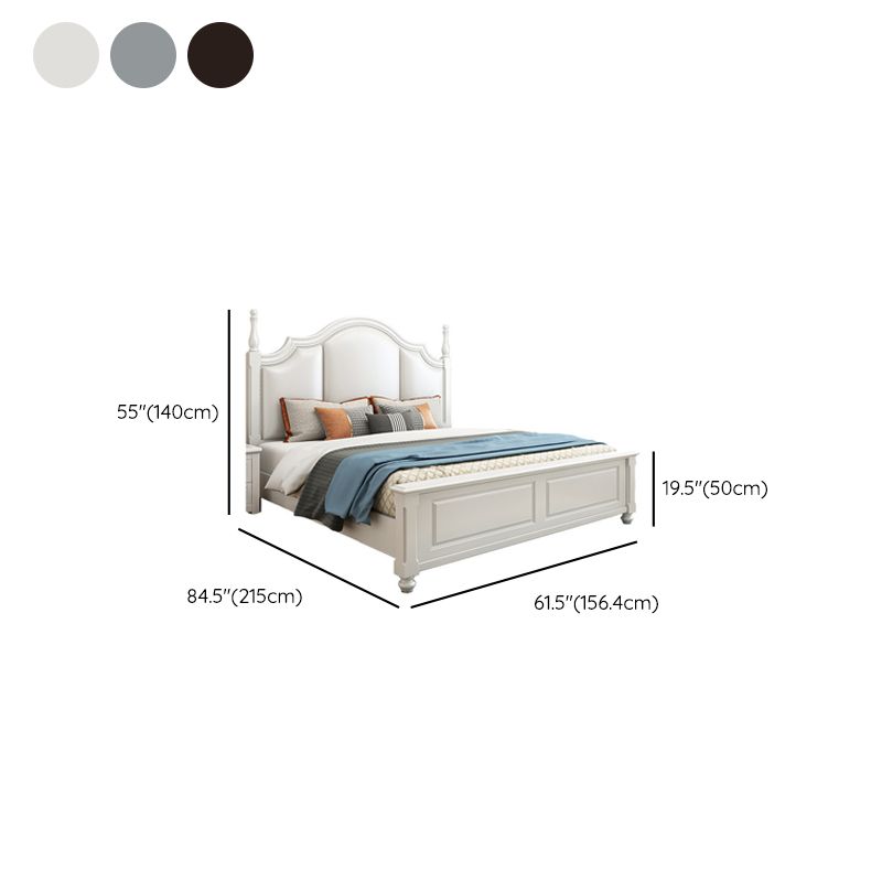 Victorian Style Solid Wood Bed 55.1" H Camelback Headboard Bed Frame with Mattress