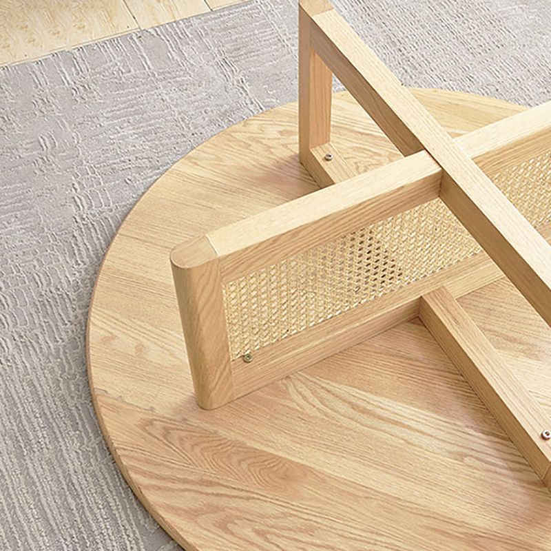 Scandinavian Cross Legs Coffee Table Round Wooden Coffee Table for Living Room