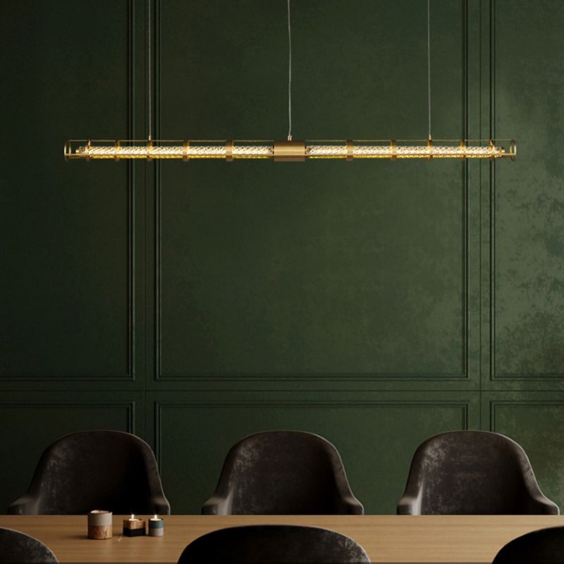 Modern Dining Chandelier Pendant Dining Room Long Strip Crystal Hanging Lamp