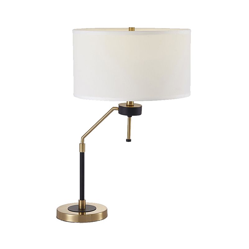 Contemporary 1 Bulb Table Light Cylindrical White Small Desk Lamp with Fabric Shade