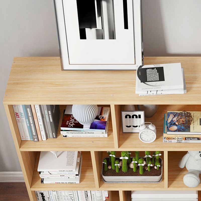 44.4"H Modern Bookshelf Wood Geometric Matte Finish Closed Back Bookcase with Drawers