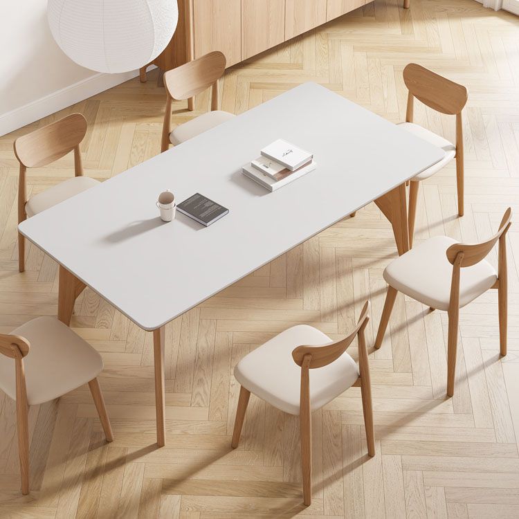 White Stone Top Dining Table Glam Style 4 Legs Dining Table for Dining Room
