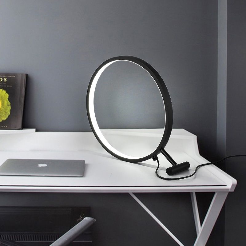 8 "/ 12" / 16 "Dime Black / White Liading Lampe LED moderne 1 lumière Plug en acrylique Lumière de bureau en lumière chaude / blanche