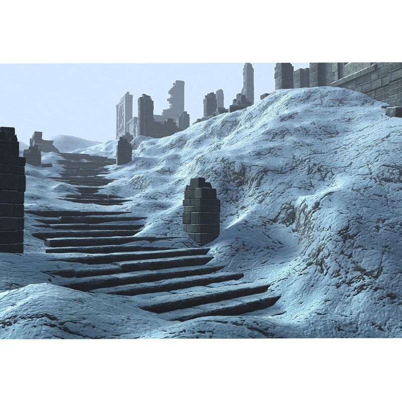 Contemporary Hill Stairs Mural Wallpaper White Outdoor Architecture Wall Covering