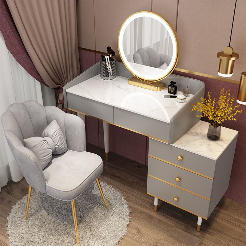 Glam Vanity Table Stone Top 15.75" W Makeup Desk with Drawers